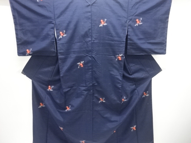 JAPANESE KIMONO / TSUMUGI / WOVEN FLOWER